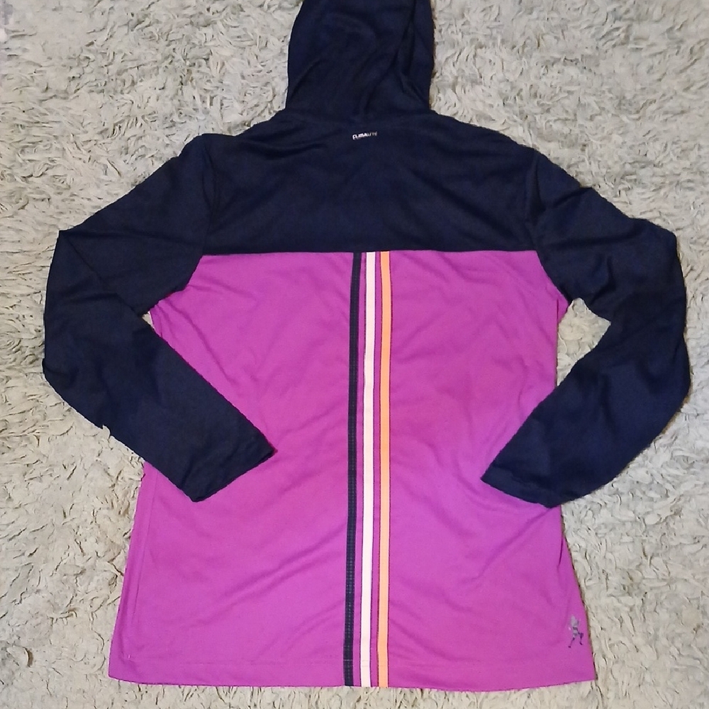Adidas Navy and Purple Hoodie with Orange Trim